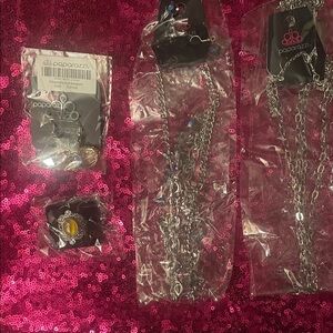 Paparazzi Silver and Yellow Jewelry Set